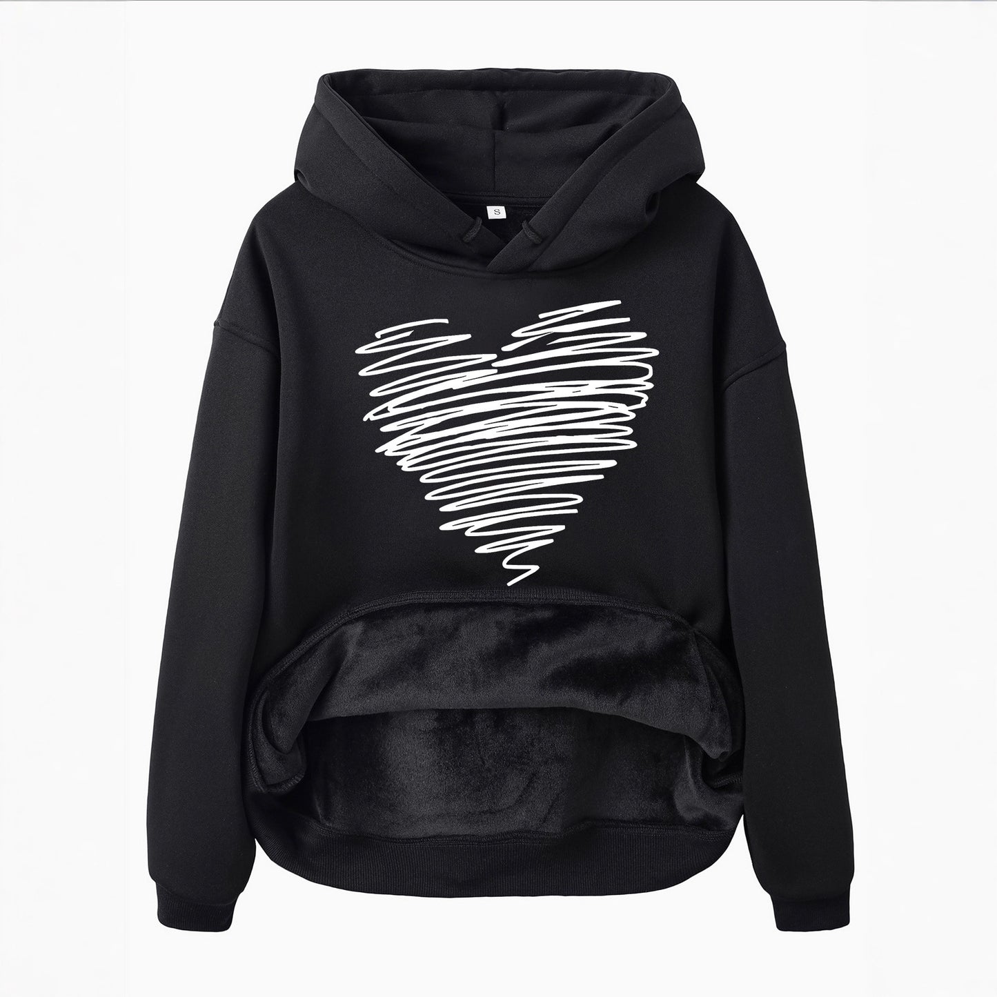 Hoodie with Heart-Shaped Pattern