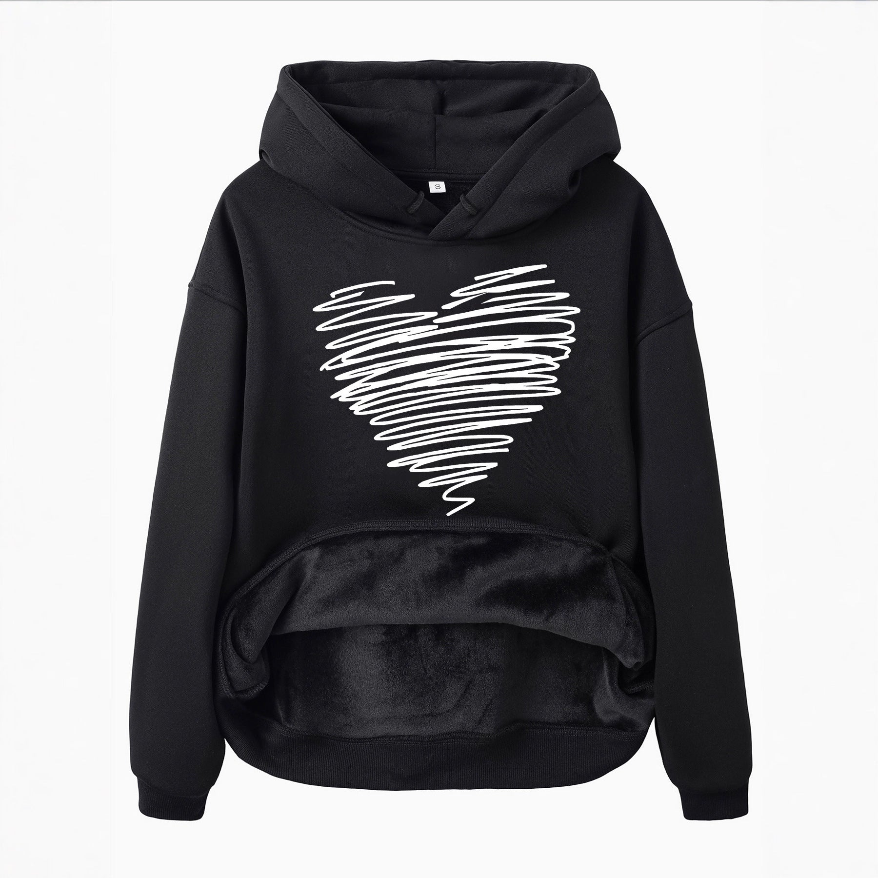 Hoodie with Heart-Shaped Pattern
