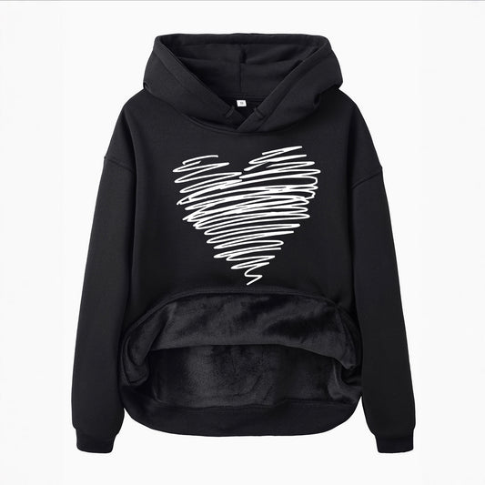 Hoodie with Heart-Shaped Pattern