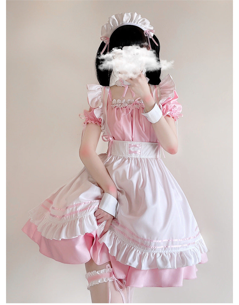Japanese Black and White Maid Outfit Women's Clothing, Cute Lolita Dress, Daily Wear, Plus Size Cosplay