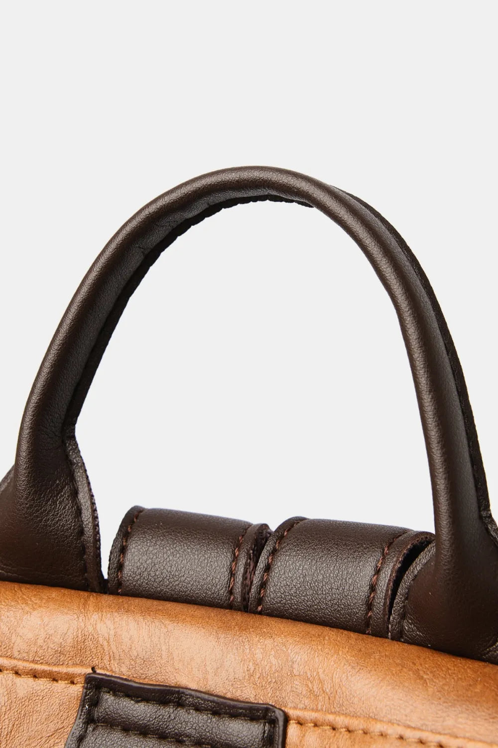 Leather Backpack Bag in Black, Caramel, and Dark Green