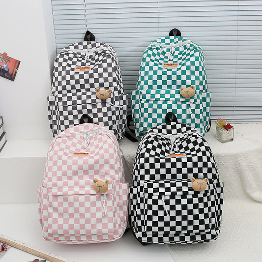 Harajuku Style Plaid Backpack - Large Capacity Schoolbag
