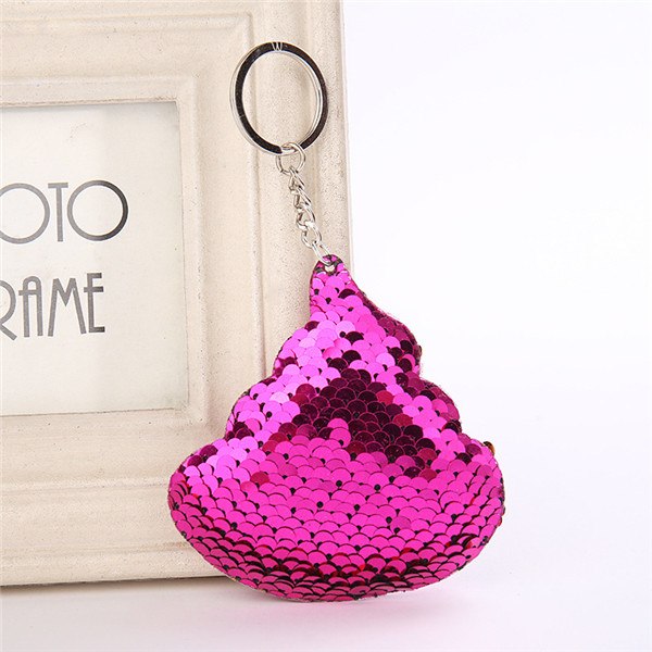 Sequins Poo Shape Cute Keychain