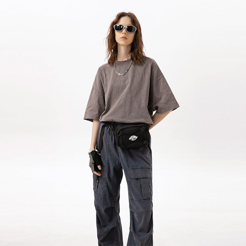 Harajuku Style Wash Bamboo Cotton Round Neck T-Shirt