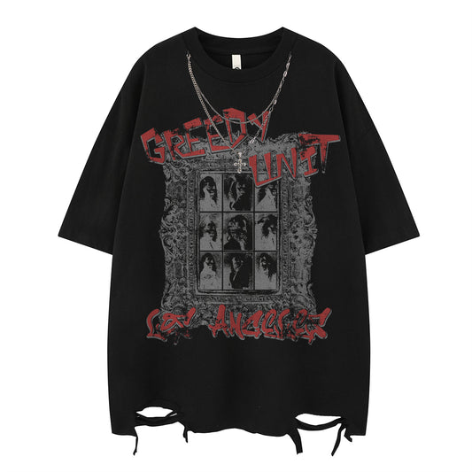 Harajuku Style Casual Necklace Print T-Shirt