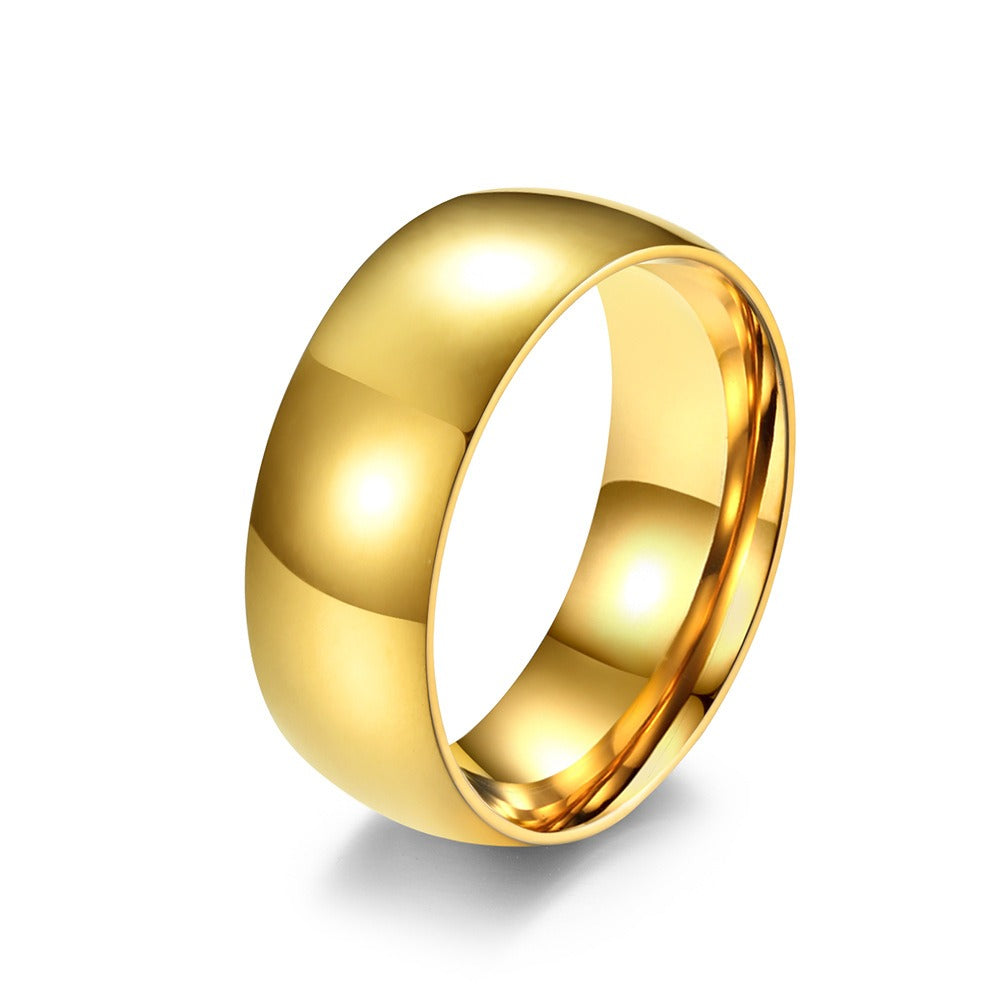 Glossy Gold Plated Curved Titanium Steel Couple Tail Ring