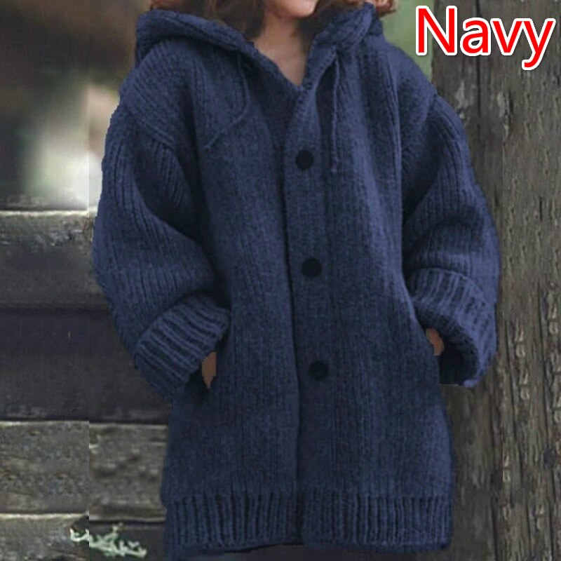 Harajuku Style Women’s Hooded Cardigan - Winter Knitted Sweater