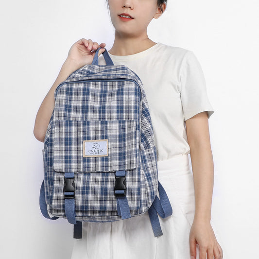 Harajuku Plaid Schoolbag for Casual Girls