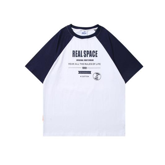 Harajuku Style Color Blocked Letter Print Tee