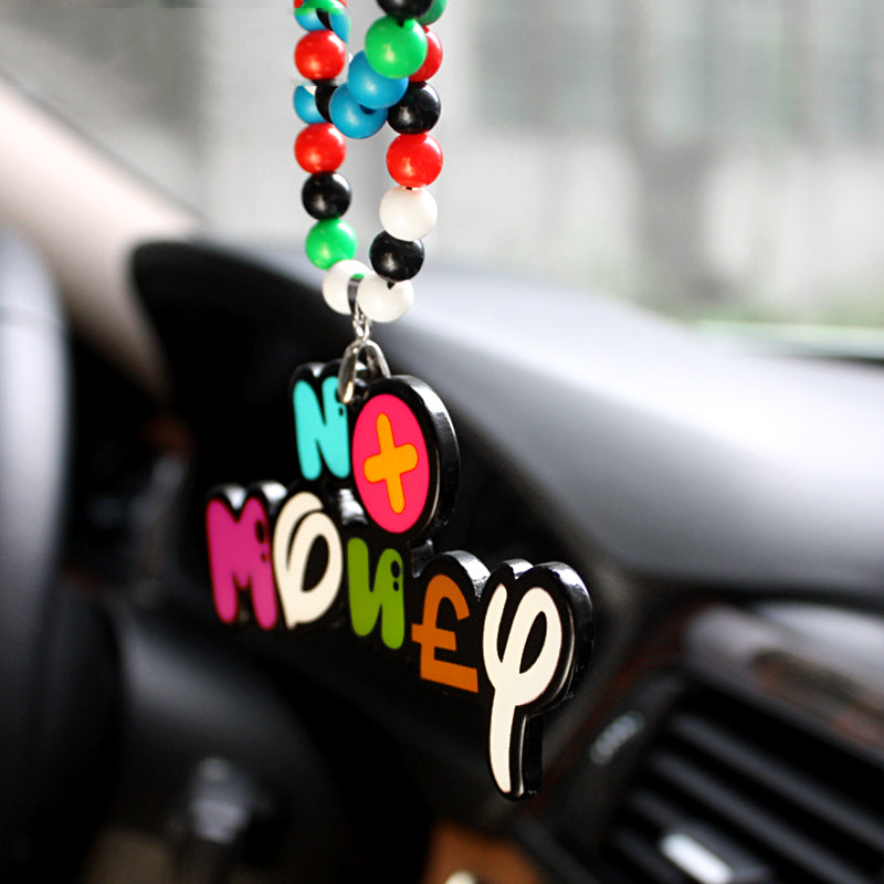 NO MONEY Colorful JDM Badge & Beads Pendant