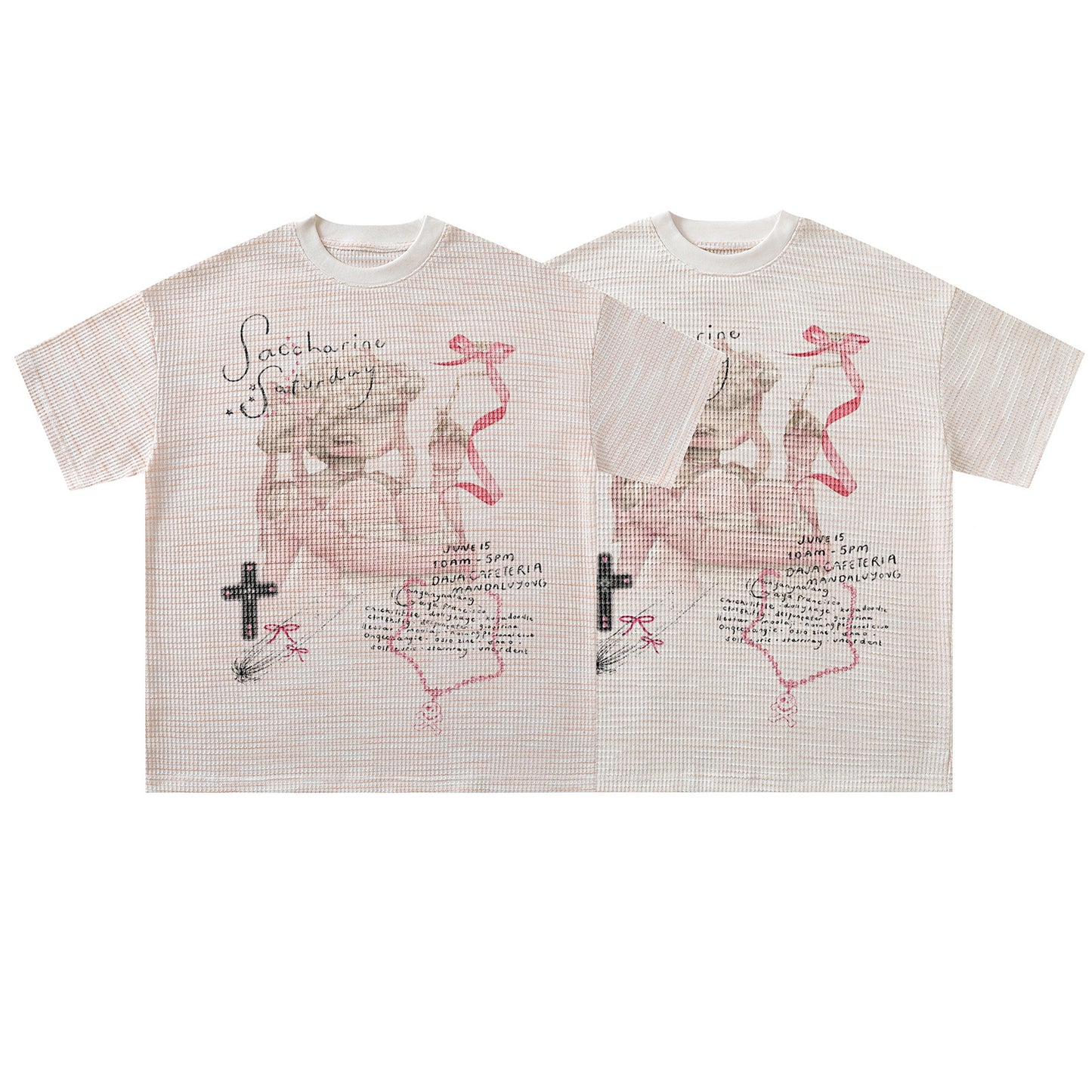 Cartoon Print Loose Fit Knit T-Shirt for Men