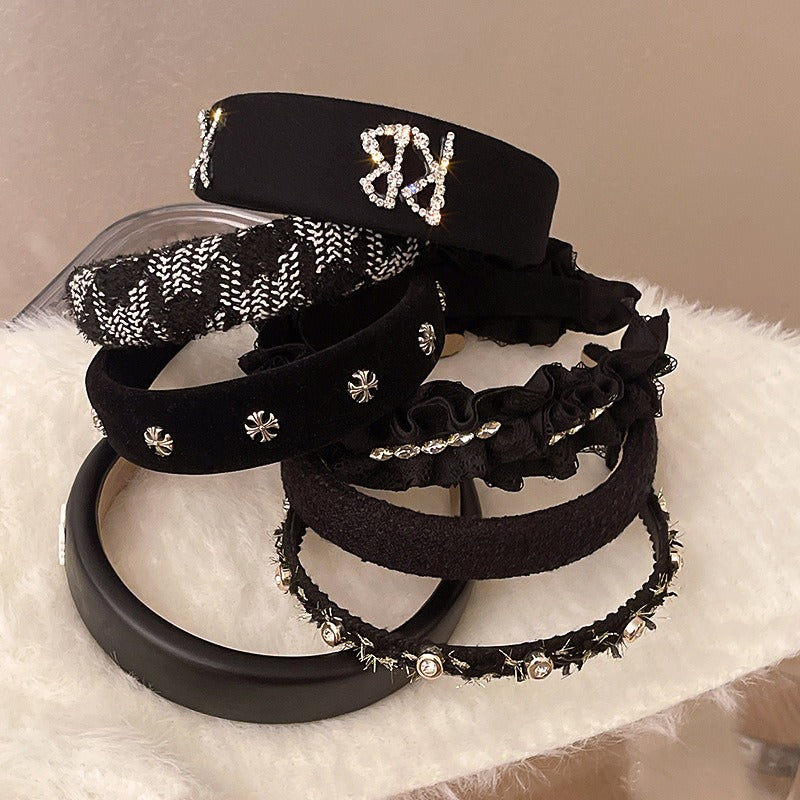 Black And White Plaid Woven Headband