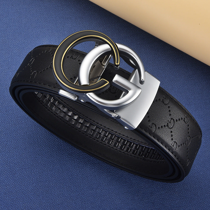 Men's Harajuku Style Genuine Leather Automatic Buckle Belt