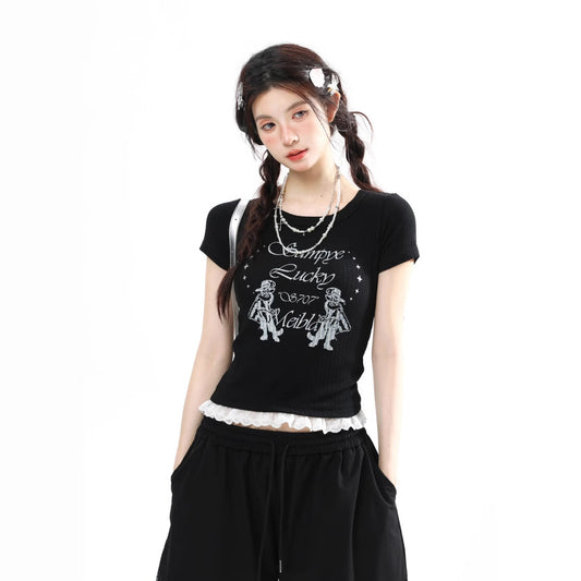 Lace Short Sleeved T-Shirt for Women