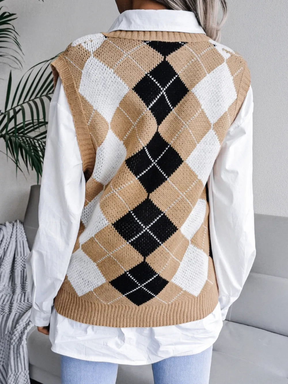 Harajuku Plaid V-Neck Sweater Vest