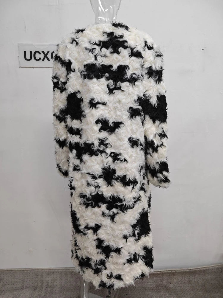 Harajuku Style Lambswool Fur Contrast Cardigan