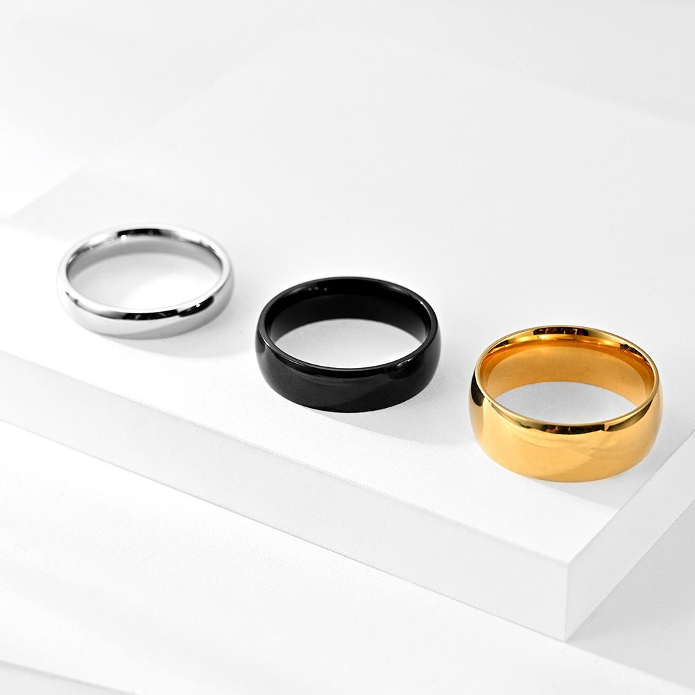 Glossy Gold Plated Curved Titanium Steel Couple Tail Ring