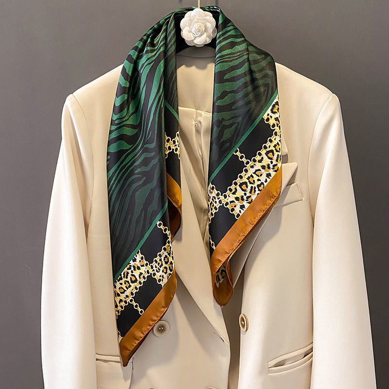 Playful Leopard Pattern Square Scarf for Women