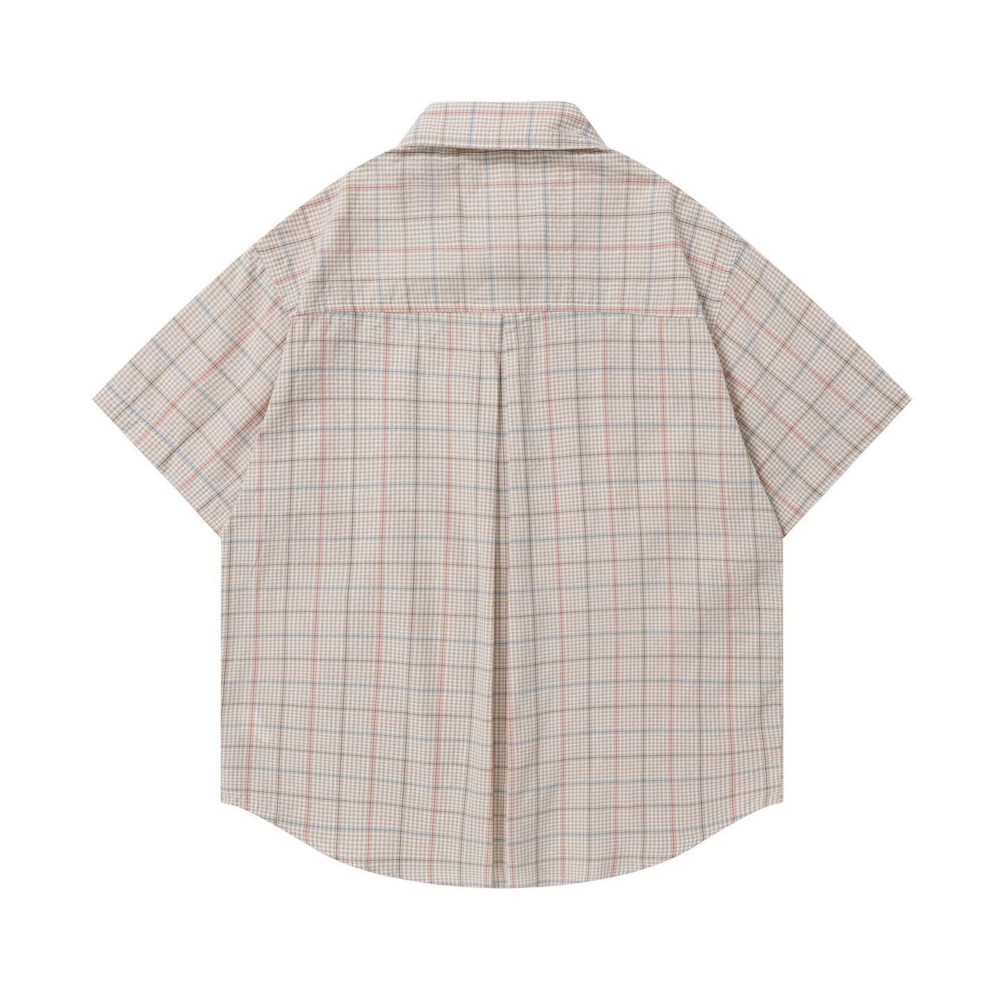 Harajuku Dog Embroidered Tie Short Sleeve Shirt — Street-Style Cotton Blend