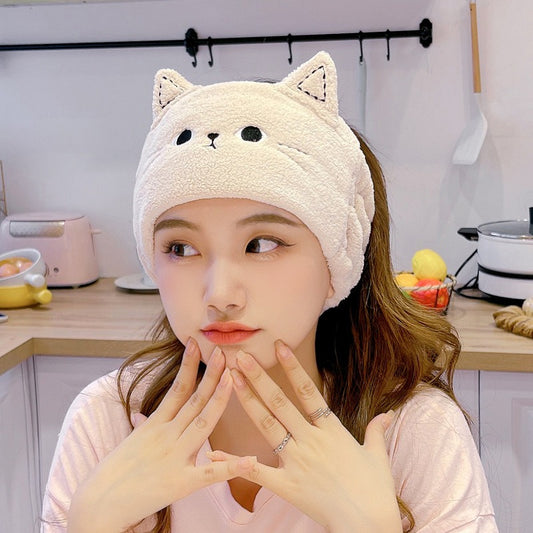 Cute Coral Velvet Bean Cat Ears Hair Ties Headband