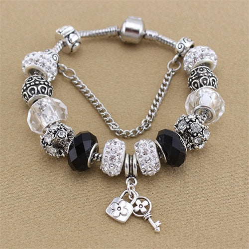 Harajuku Style Black and White Beads Charm Bracelet