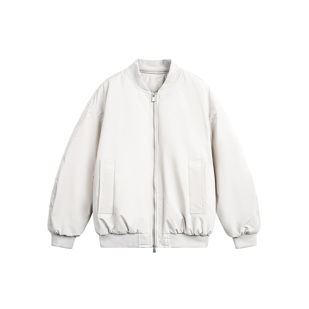 Solid Color Jacket - Loose Fit Cotton Jacket