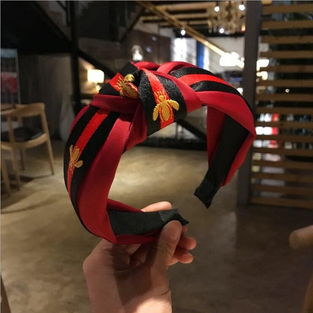 Stylish Striped Bee Pattern Turban Hairband for Women