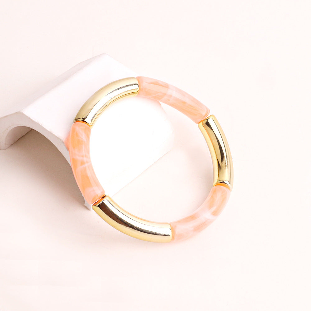Harajuku Style Double Color Tube Bead Elastic Bracelet