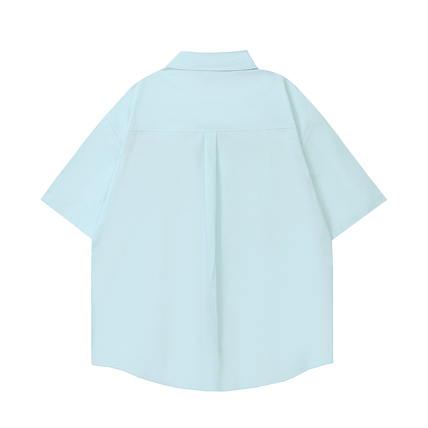 Retro Embroidered Collar Short Sleeve Unisex Casual Shirt