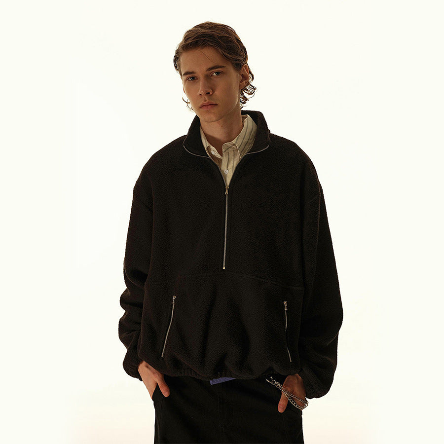 Half Zip Loose Hoodie for Unisex Casual Wear