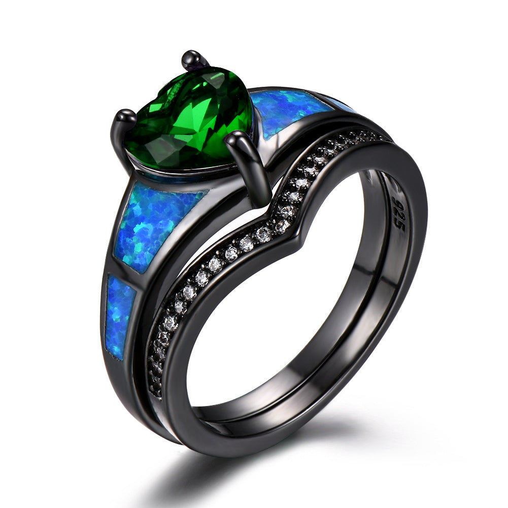 Vintage Heart Fire Opal Ring - Harajuku Style Jewelry