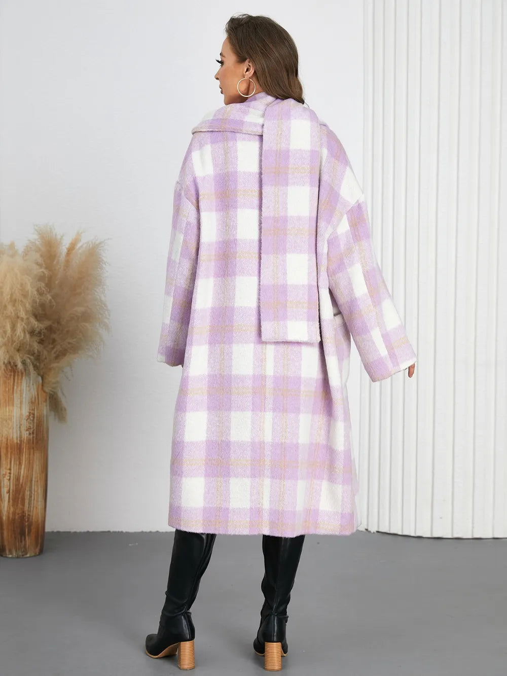Plaid Button Up Long Sleeve Coat - Harajuku Street Style