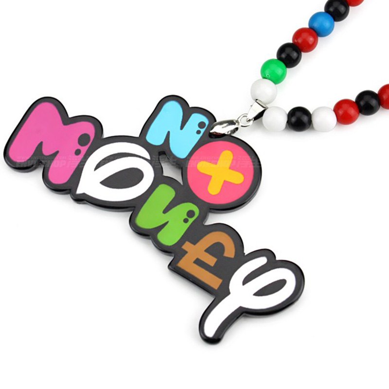NO MONEY Colorful JDM Badge & Beads Pendant