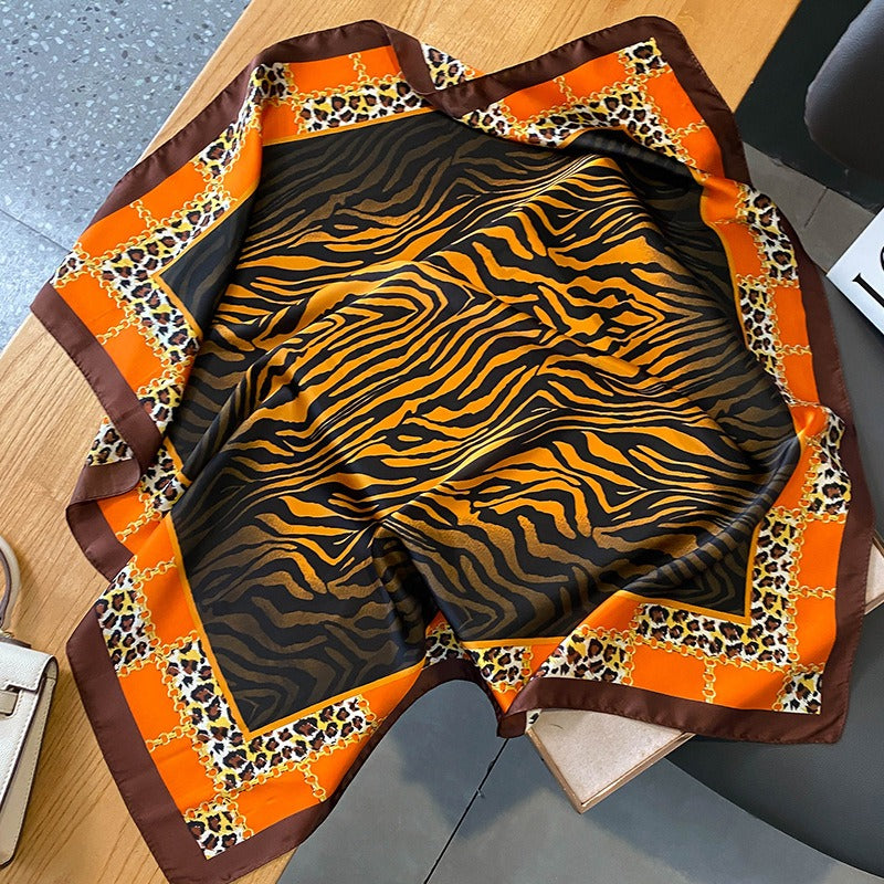 Playful Leopard Pattern Square Scarf for Women