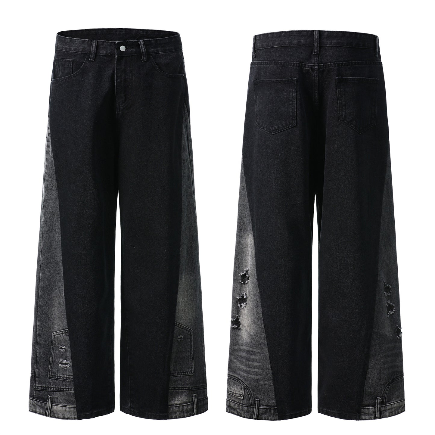 Harajuku Loose Fit Wide Leg Jeans - Trendy Black Pants
