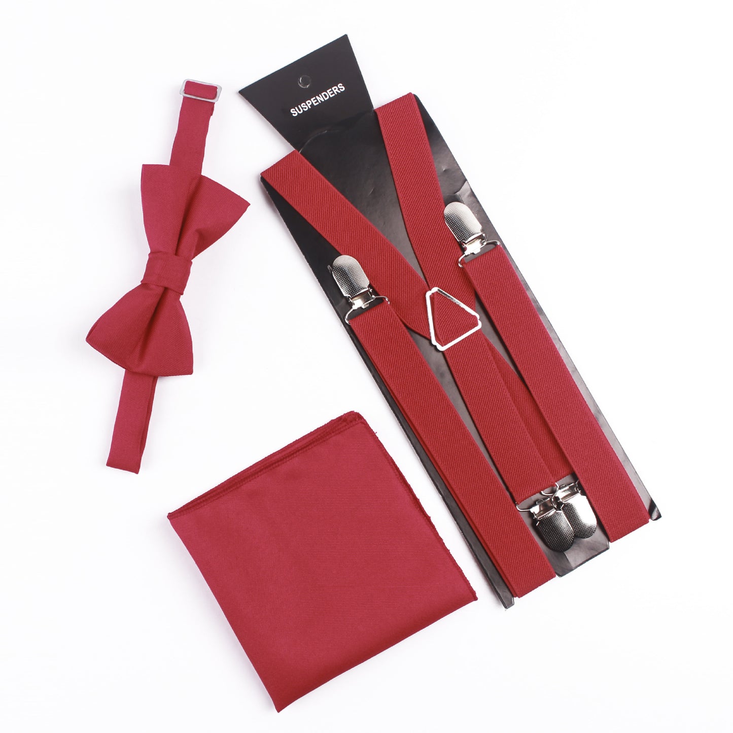 Bow Tie Square Stylish Men's Solid Color Adjustable Bib Suspender Suit