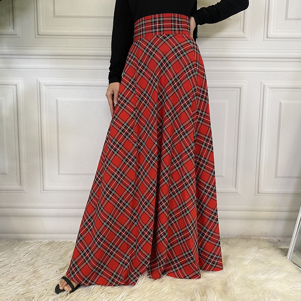 Playful Scottish Plaid Midi Skirt for Harajuku Style