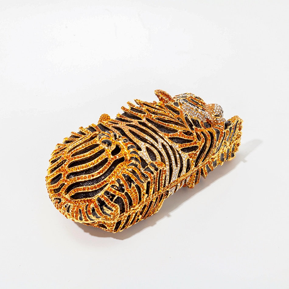 Tiger Crystal Clutch Bag - Luxury Rhinestone Evening Purse