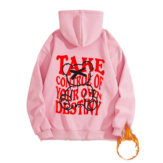 Thickened and Fuzzy Hooded Pullover in Harajuku Style