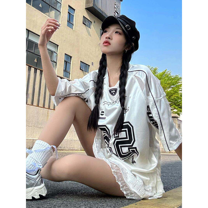 Harajuku Style Lace Patchwork Sports Top