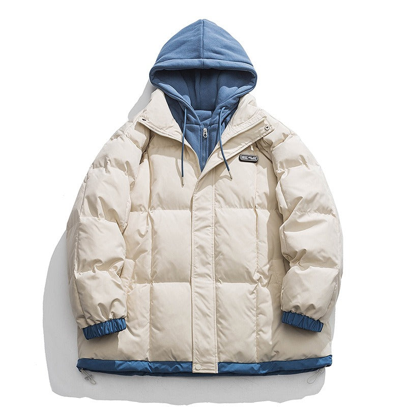 Harajuku Style Thickened Hooded Cotton Jacket for Men