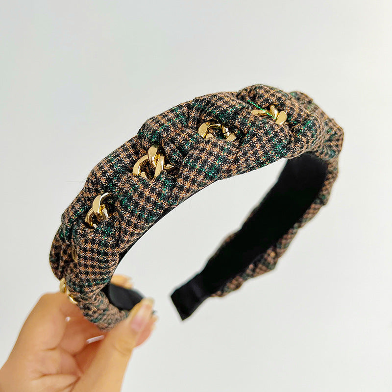 Plaid Style Headband - Retro College Look