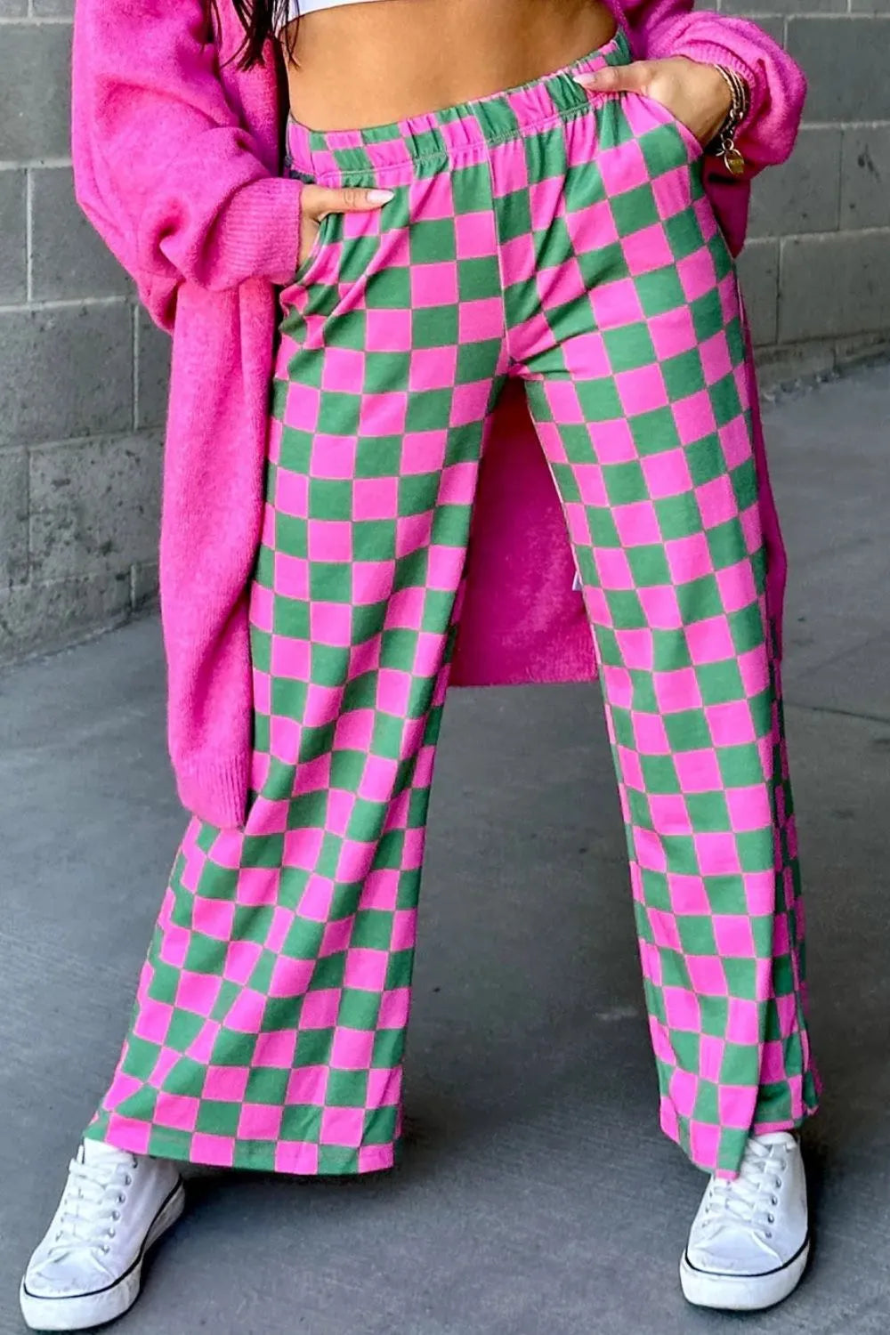 Playful Checkered Wide Leg Pants