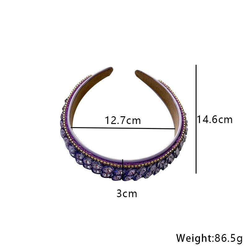 Double Row Geometric Circular Purple Rhinestone Headband