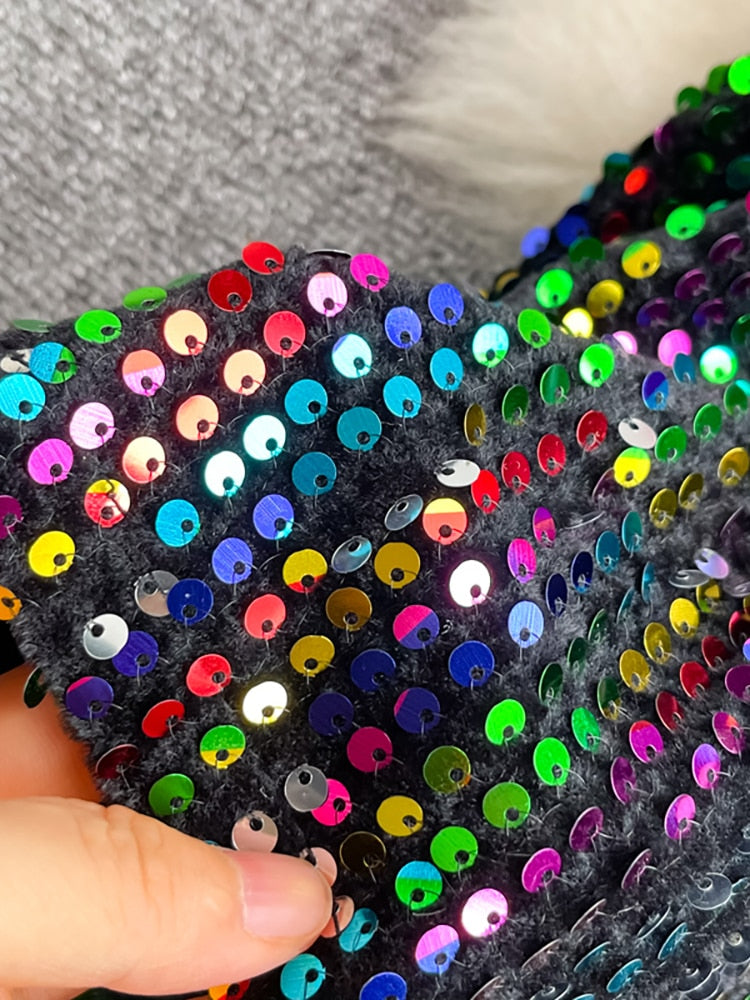 Harajuku Style Sequins Midi Skirt - Elegant A-Line Design