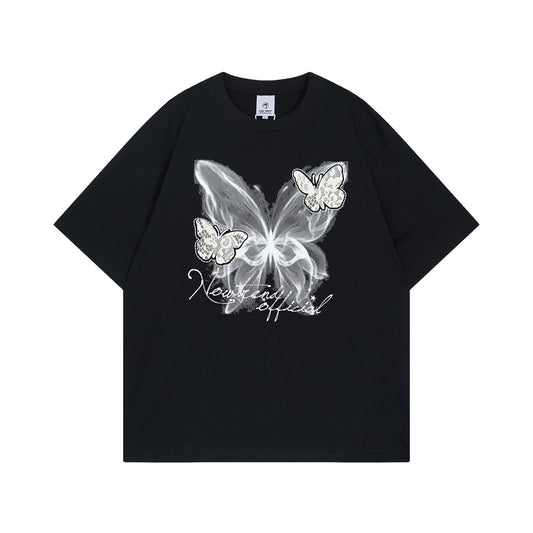 Harajuku Style Lace Butterfly Short Sleeve T-Shirt