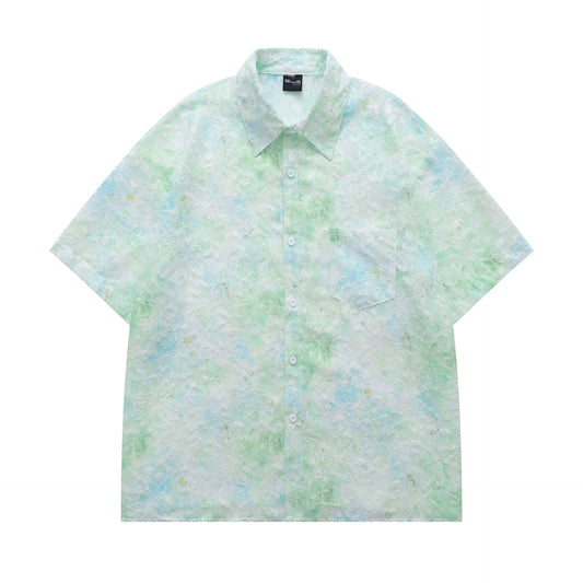 Retro Jacquard Short Sleeve Shirt for Men