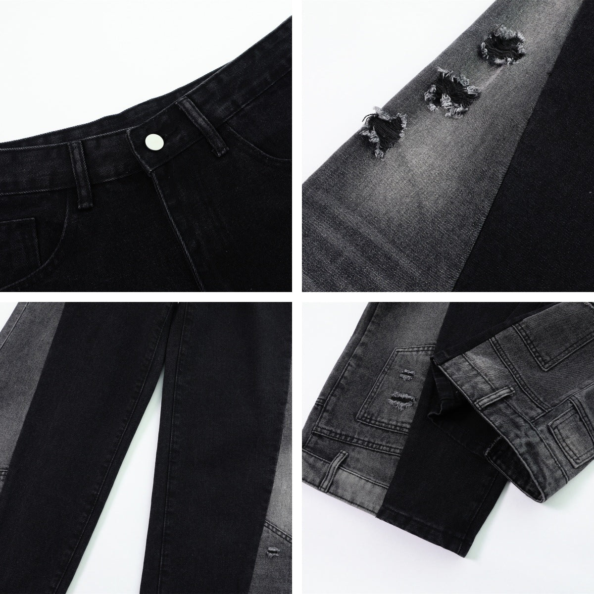 Harajuku Loose Fit Wide Leg Jeans - Trendy Black Pants