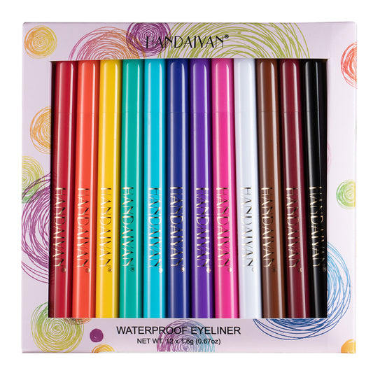 12 Color Matte Eyeliner Set - Quick-Drying & Smudge-Proof
