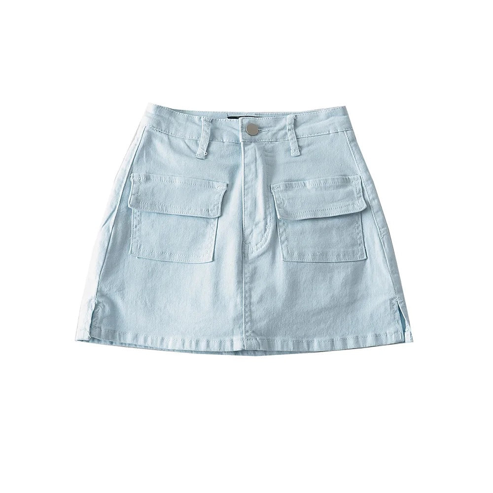 A-Line Denim Mini Skirt and Half Skirt
